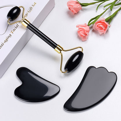 Natural Quartz Guasha Jade Roller Set