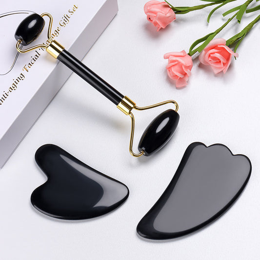 Natural Quartz Guasha Jade Roller Set